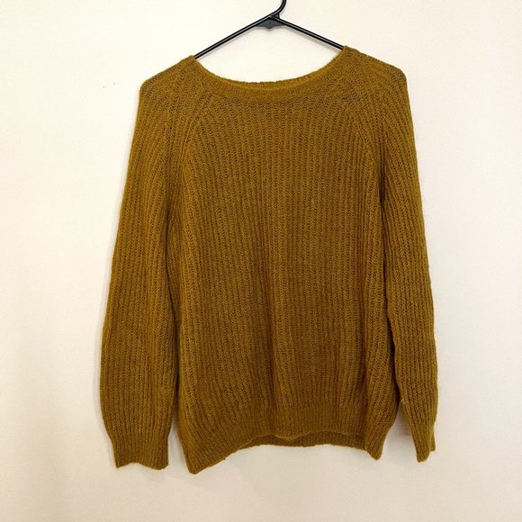 Moth Sweaters - Moth for Anthro Mohair Blend Mustard Olive Sweater size M